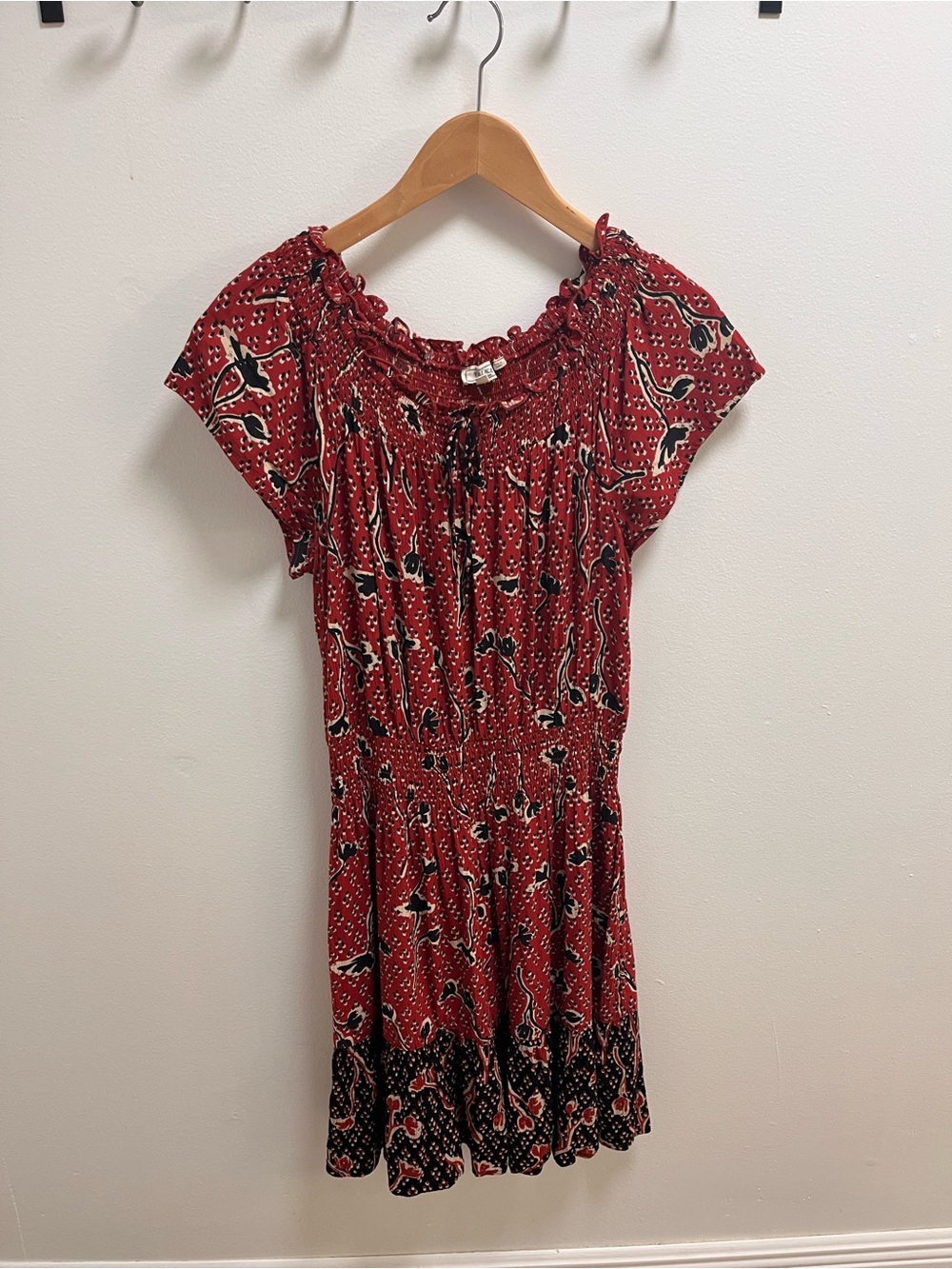 Fat Face Red Floral Print Short Sleeve Dress